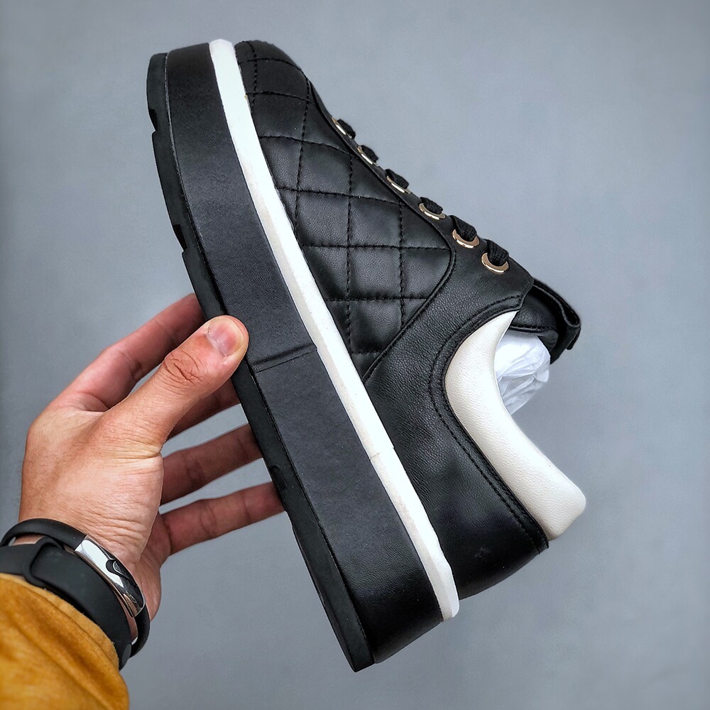 Chanel Popular Black White Sneakers