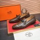 Hermes Crocodile Pattern Casual Loafers Leather Shoes HE-009