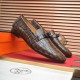 Hermes Crocodile Pattern Casual Loafers Leather Shoes HE-009