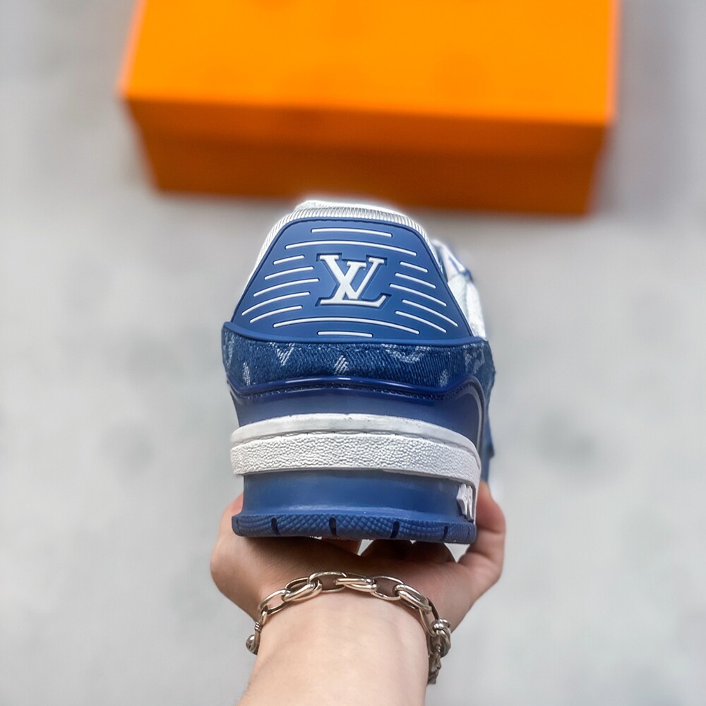 Louis Vuitton Trainer Sneaker White Blue