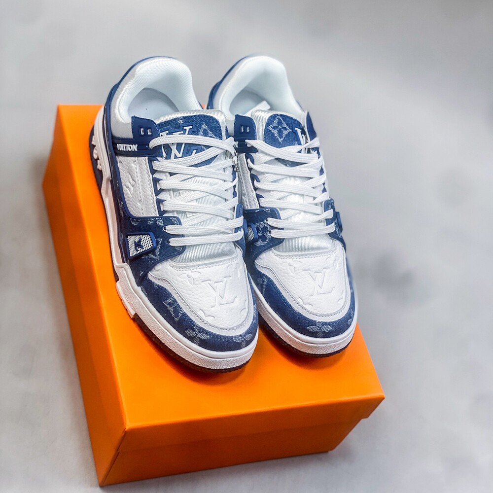 Louis Vuitton Trainer Sneaker White Blue