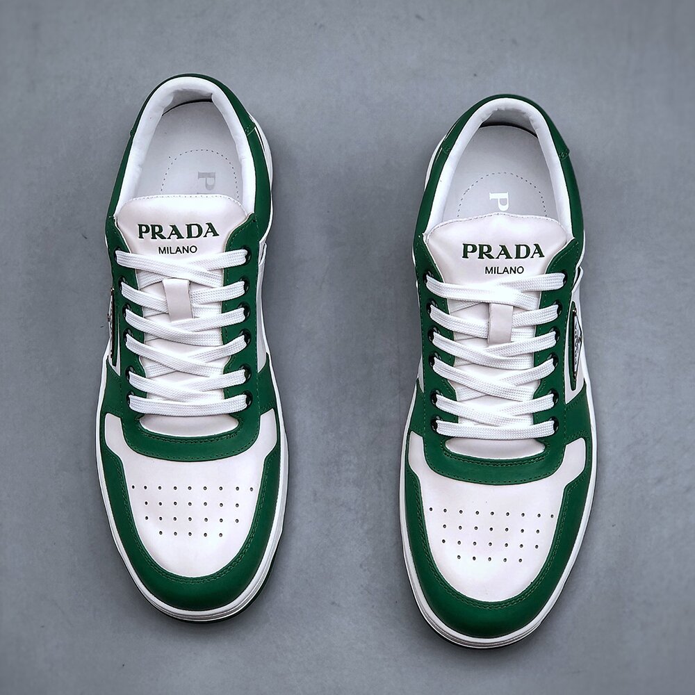 Prada Rubber Sole Lace-up Casual Style Leather Sneakers PA-006