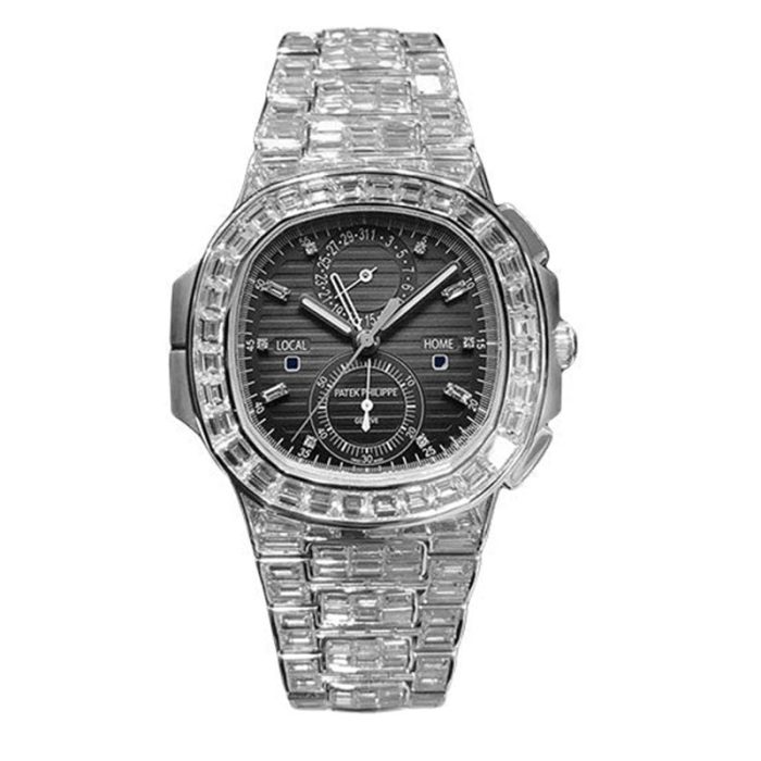 Patek Philippe Nautilus Travel Time Chronograph – White Gold Diamond Case – 5990/1400G-001