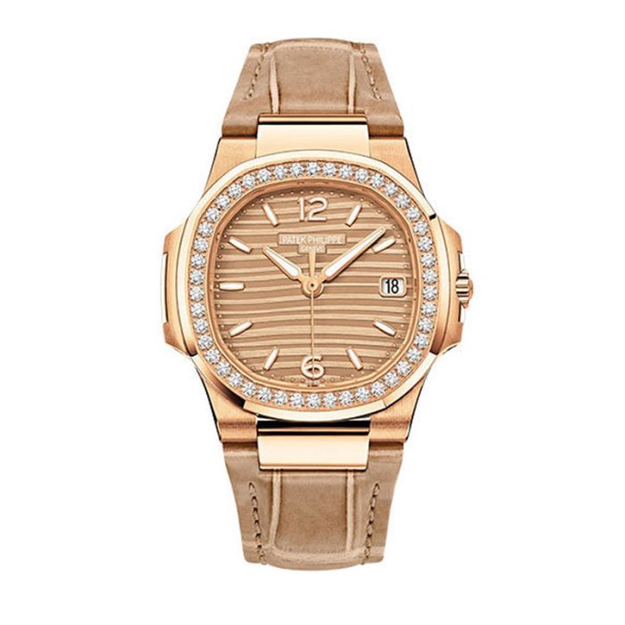 Patek Philippe Nautilus Date Sweep Seconds – 32 mm – Rose Gold – Golden Dial – 7010R-012