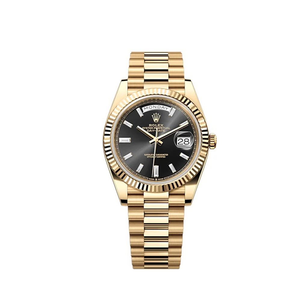 Rolex Day-Date 40mm Yellow Gold Black Diamond Dial RL-035