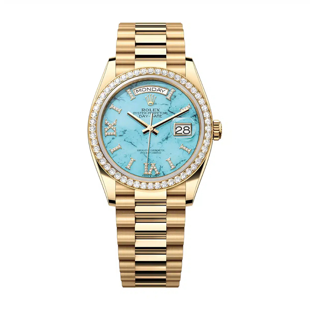 Rolex Day-Date 128348rbr Turquoise Roman Diamonds Dial RL-038