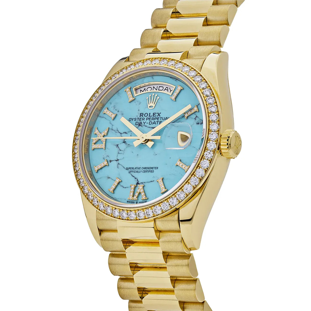 Rolex Day-Date 128348rbr Turquoise Roman Diamonds Dial RL-038