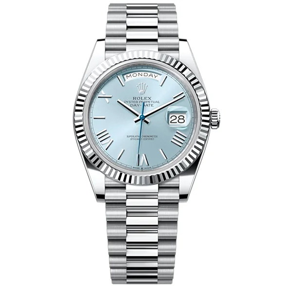 Rolex Oyster Perpetual Day-Date 40 in Platinum with Ice-Blue Dial Men's Watch RL-040