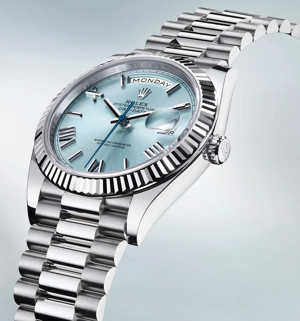 Rolex Oyster Perpetual Day-Date 40 in Platinum with Ice-Blue Dial Men's Watch RL-040