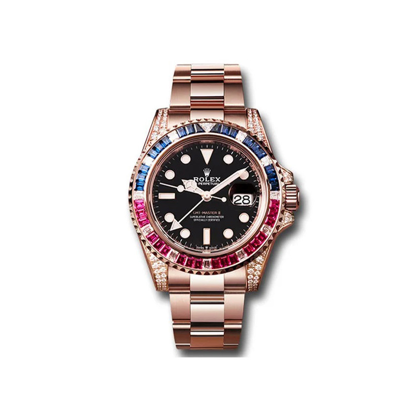 Rolex GMT Master II 126755SARU 40mm 18kt Steel Automatic Diamond Black Dial RL-072