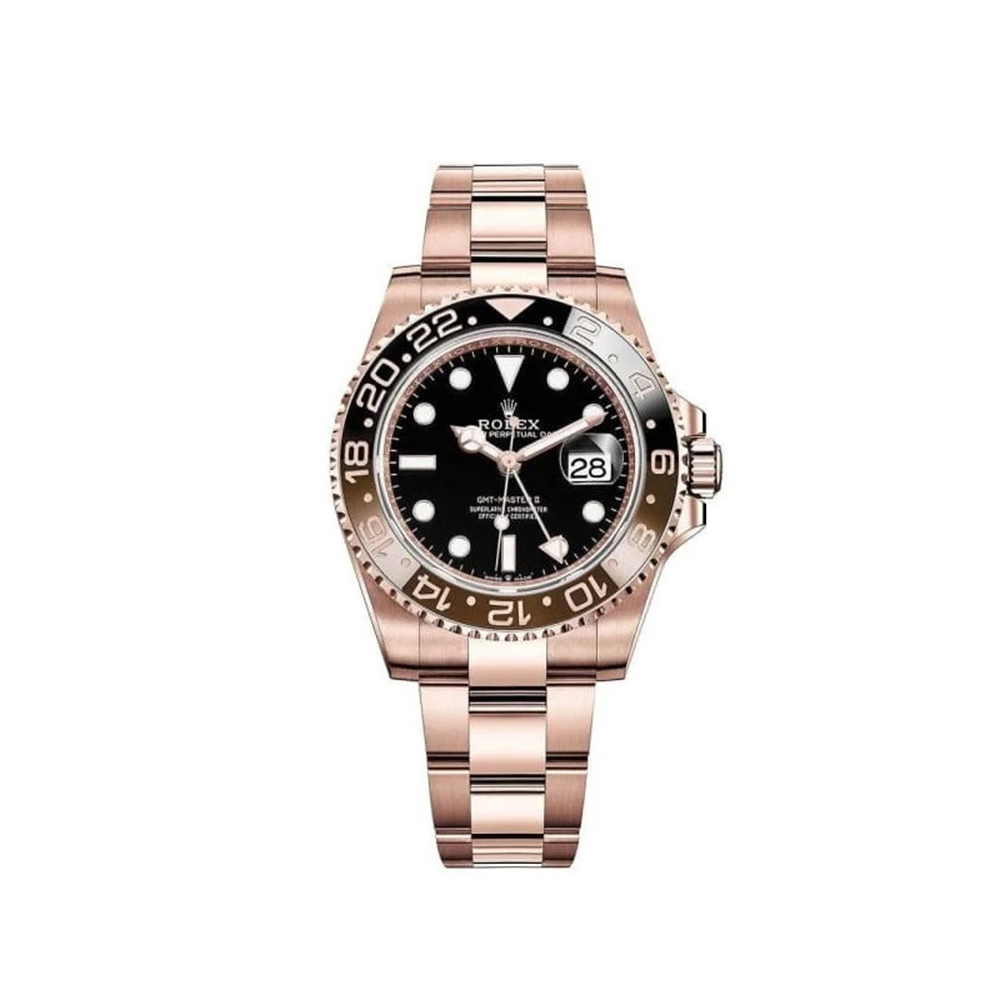 Rolex GMT-Master II 40mm Root Beer Black Dial Oyster Bracelet 18k Rose Gold Watch 126715chnr-0001 RL-073