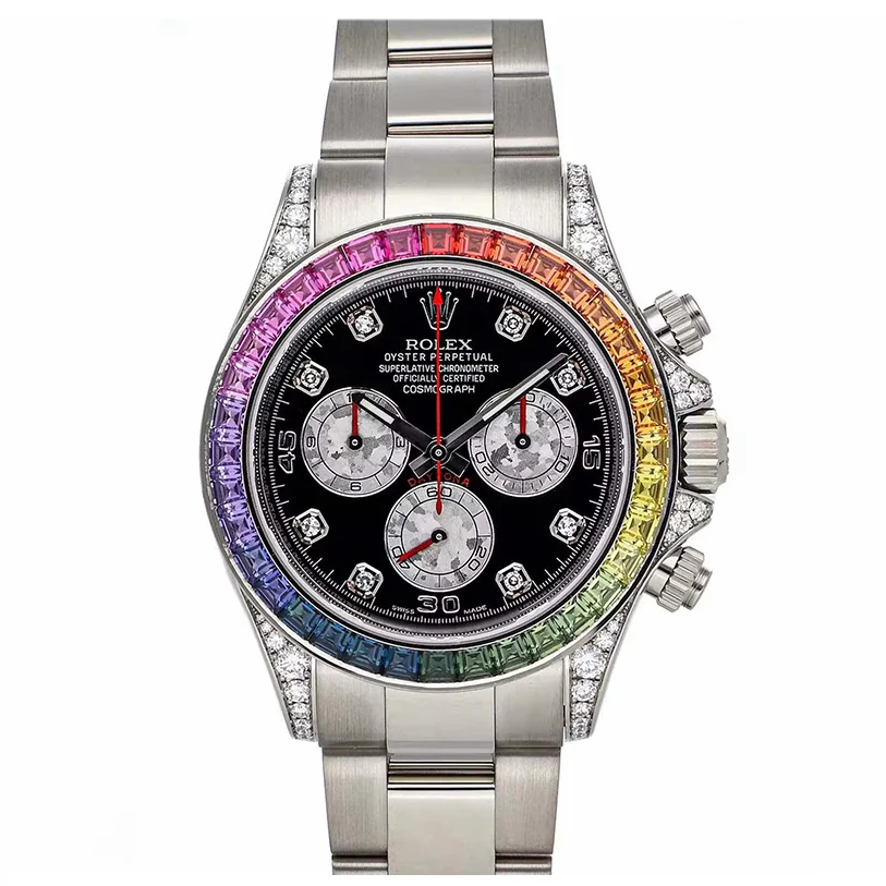 Rolex Daytona White Gold Rainbow Bezel Black Dial 116599RBOW