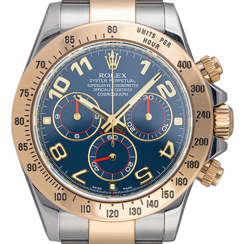 Rolex Daytona Steel Yellow Gold Blue Racing Dial Mens Watch 116523