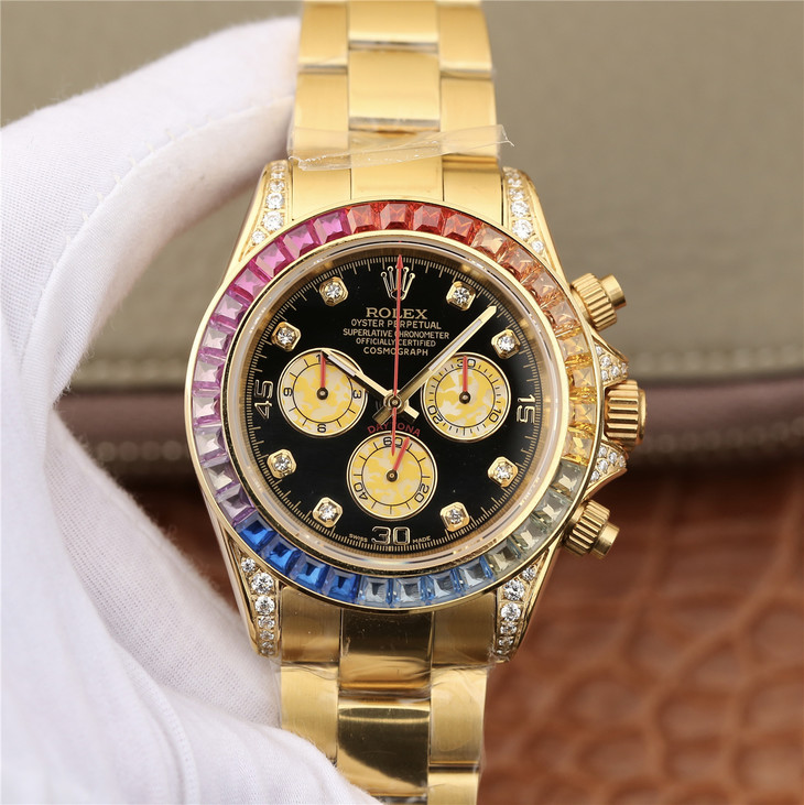 Rolex Daytona Rainbow Diamond Silver Stainless Steel 40 mm, diamond