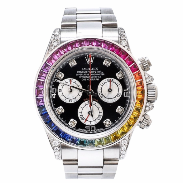 Rolex Daytona Rainbow Diamond Silver Stainless Steel 40 mm, diamond