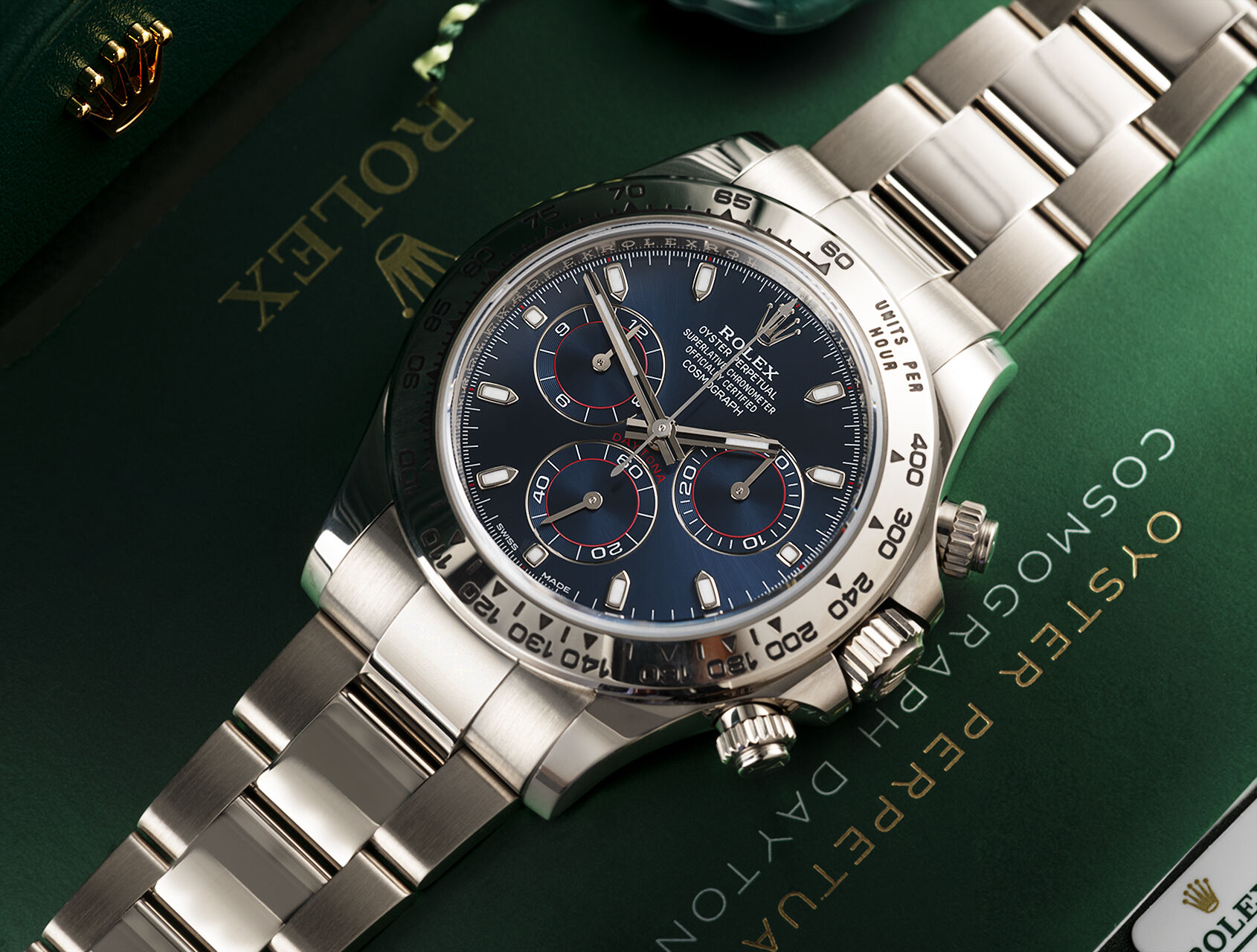 ROLEX COSMOGRAPH DAYTONA WHITE GOLD BLUE DIAL 116509